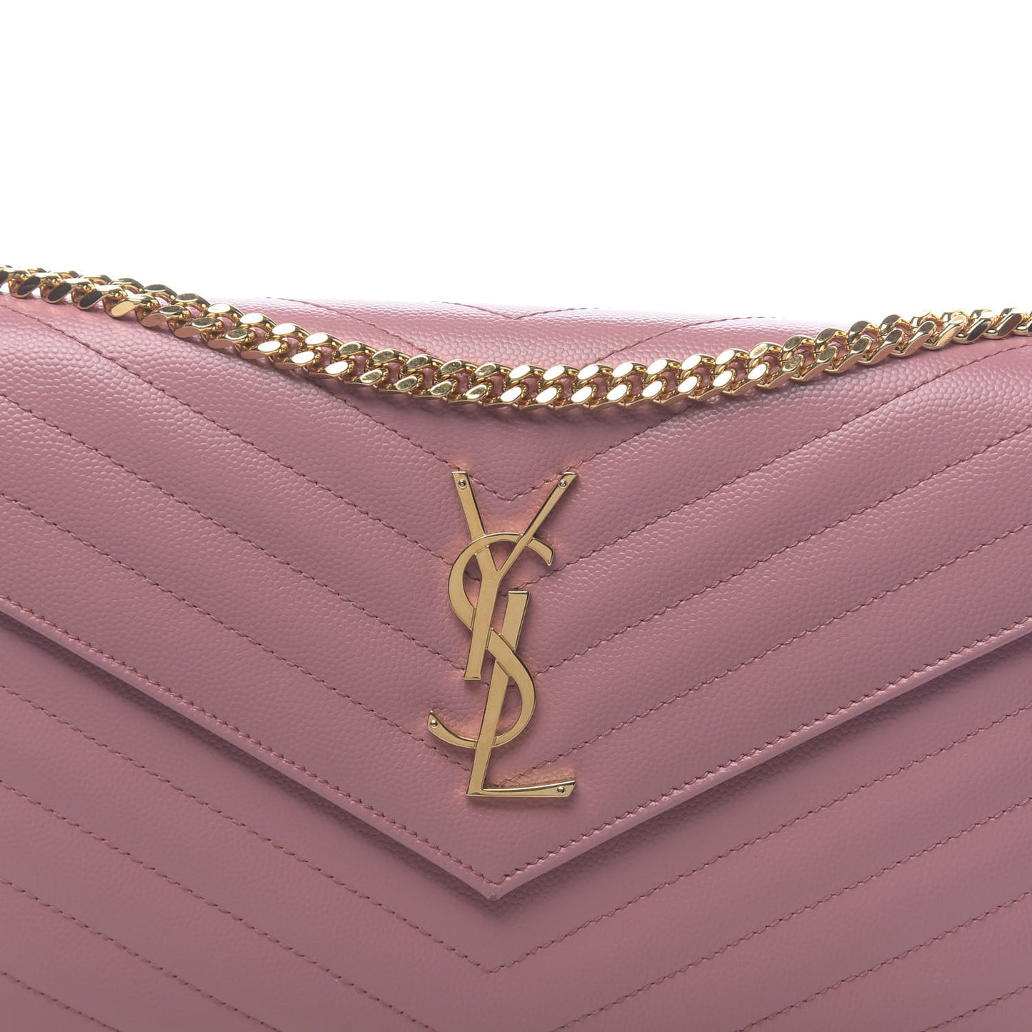 Grain De Poudre Matelasse Chevron Monogram Chain Wallet Tender Pink
