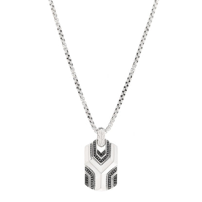 John Hardy Sterling Silver Black Sapphire Classic Chain Dog Tag Necklace 1 of 5