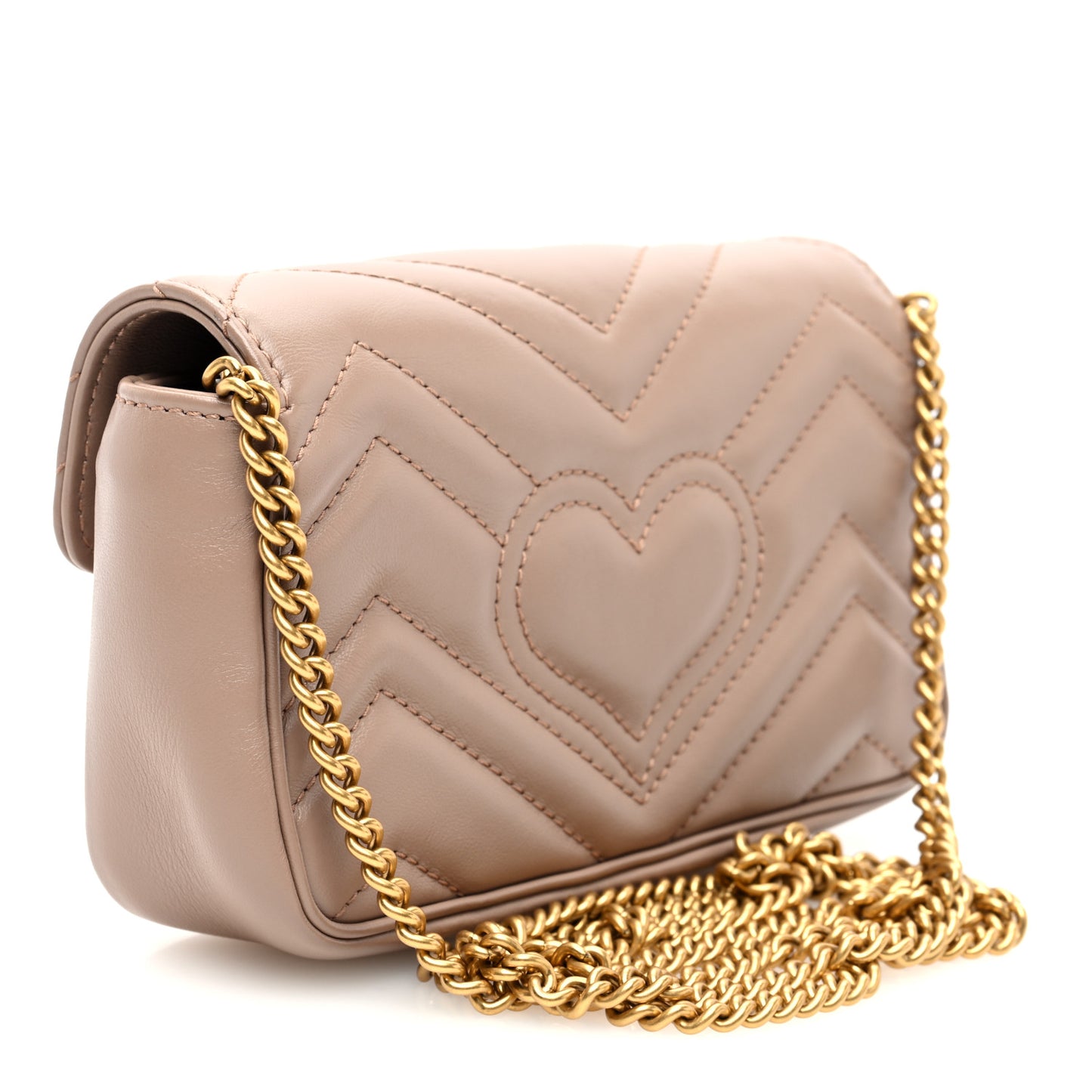 Calfskin Matelasse Super Mini GG Marmont Shoulder Bag Porcelain Rose