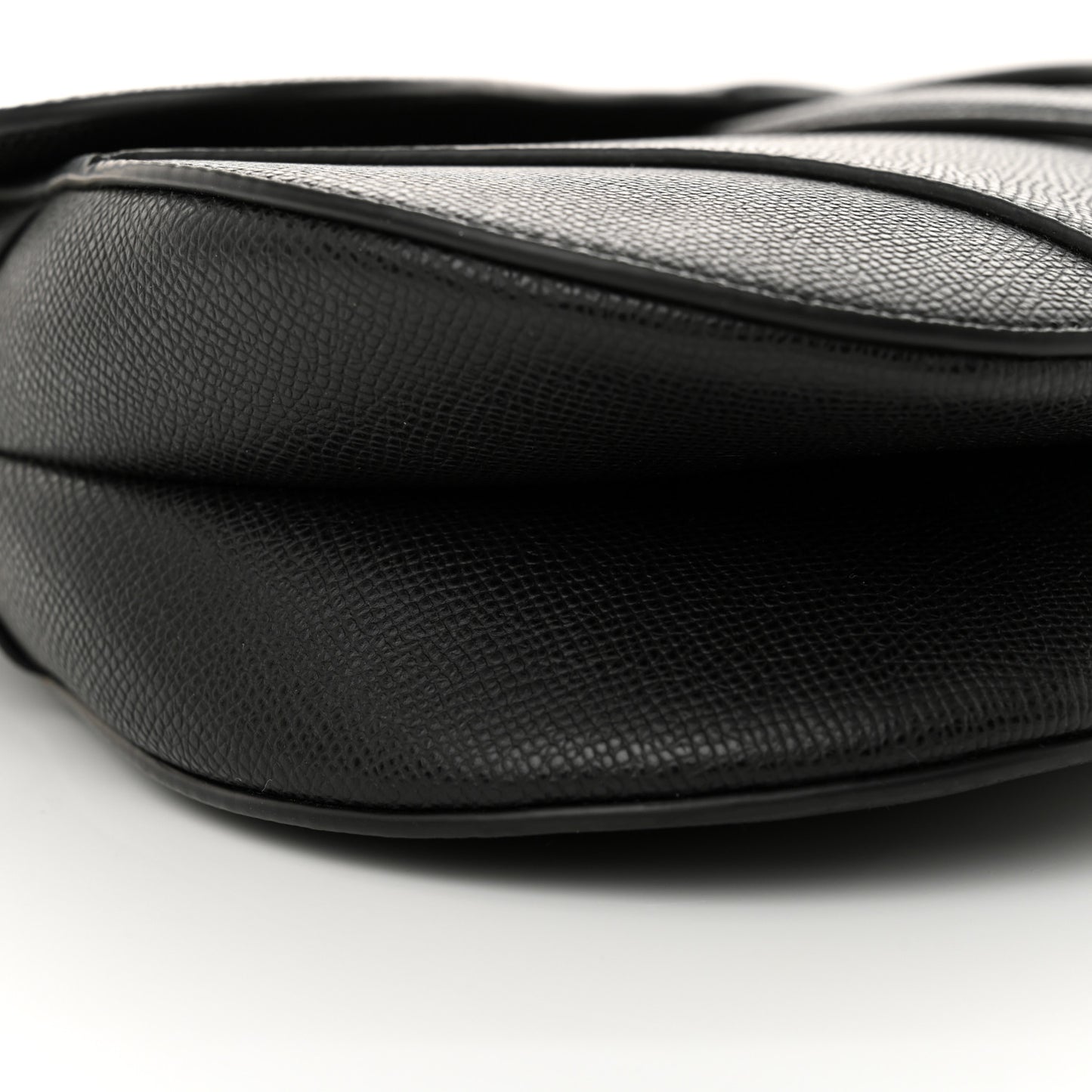 Grained Calfskin Saddle Bag With Strap Black