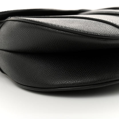 Christian Dior Grained Calfskin Saddle Bag With Strap Black 9 of 10