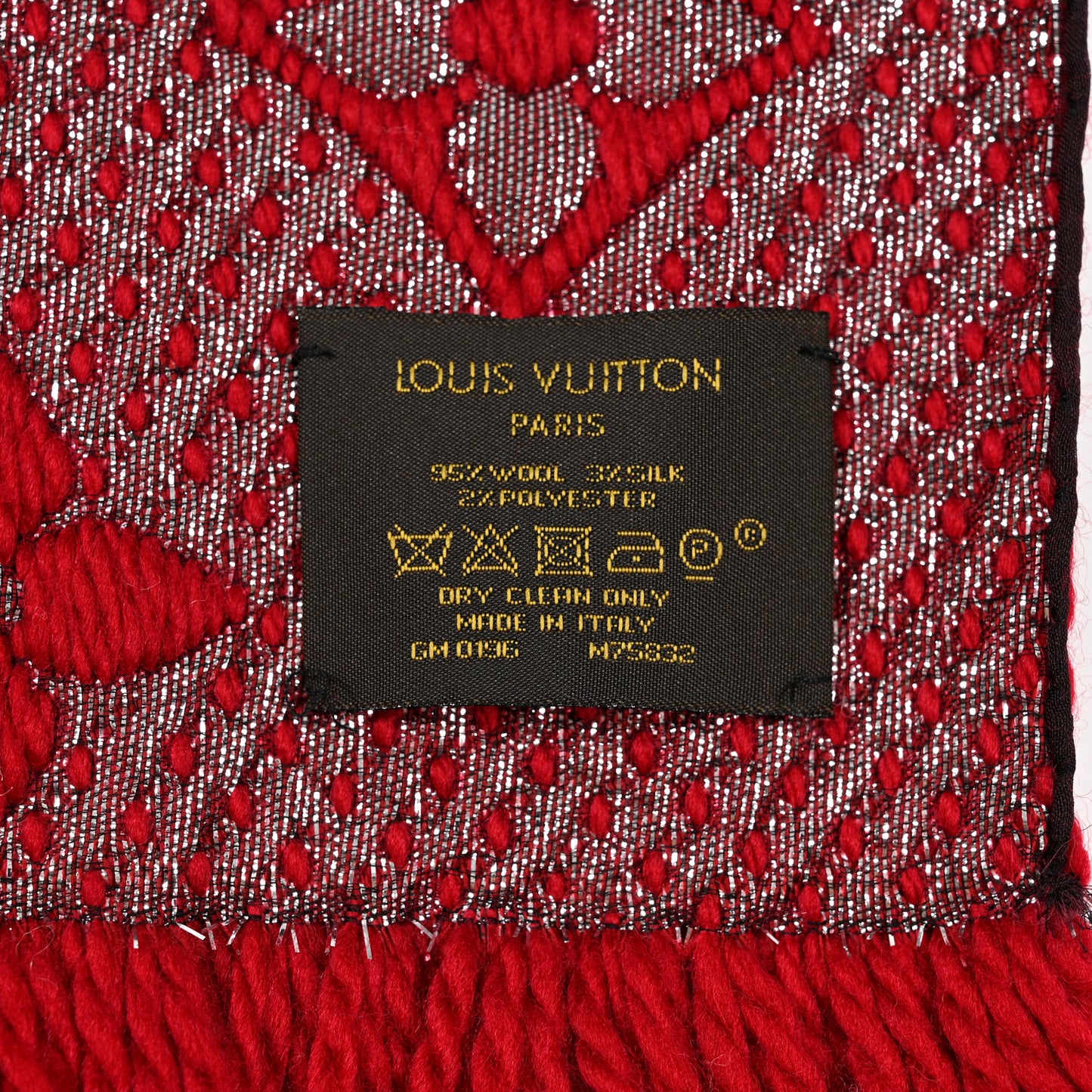 Wool Silk Logomania Shine Scarf Rubis