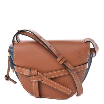 Loewe Calfskin Small Gate Crossbody Bag Tan Steel Blue 1 of 10