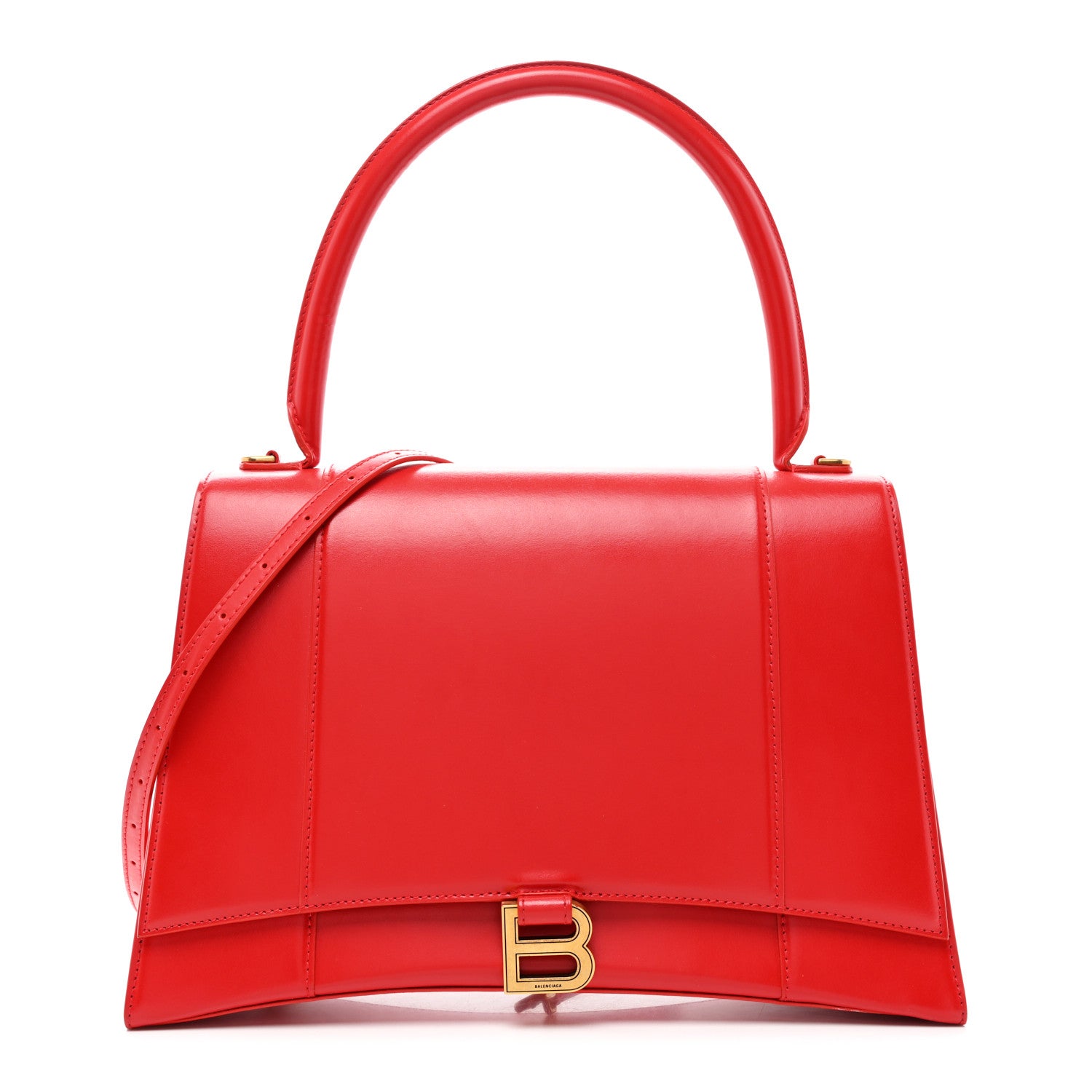 Balenciaga Shiny Box Calfskin Medium Hourglass Top Handle Bag Bright Red 1 of 14