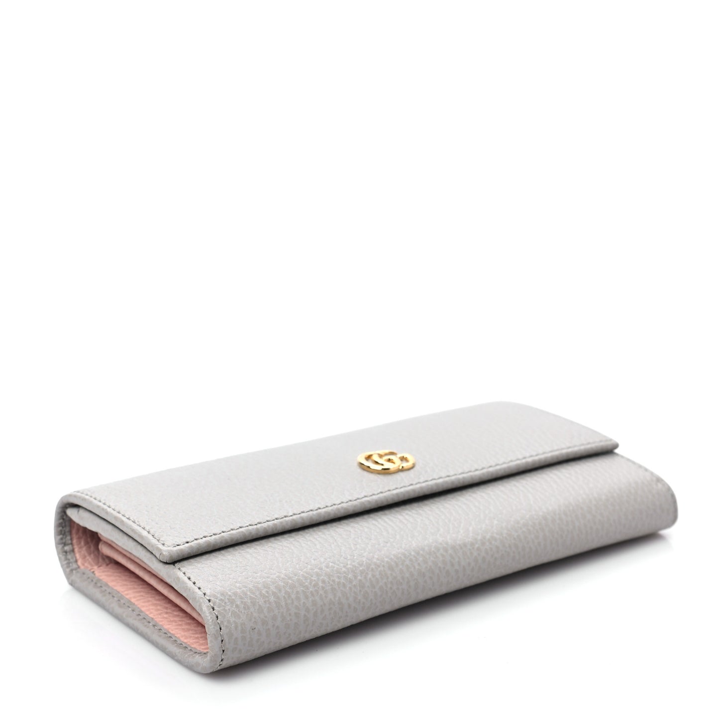 Dollar Calfskin Bi-Color GG Marmont Continental Wallet Grey Light Pink