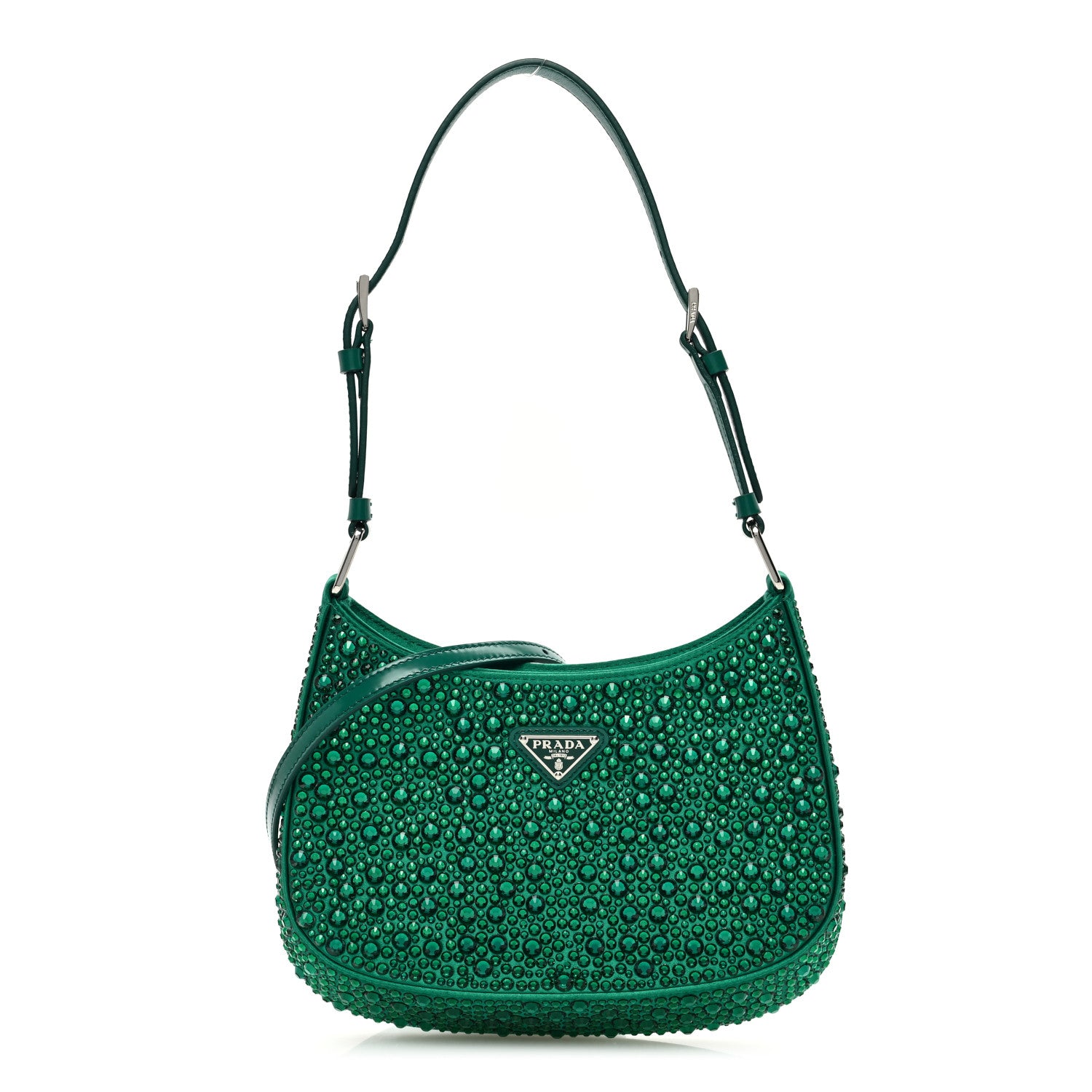 Prada Satin Crystal Cleo Adjustable Strap Shoulder Bag Mango 1 of 9