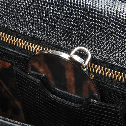 Dolce & Gabbana Lizard Medium Miss Sicily Satchel Black 7 of 7