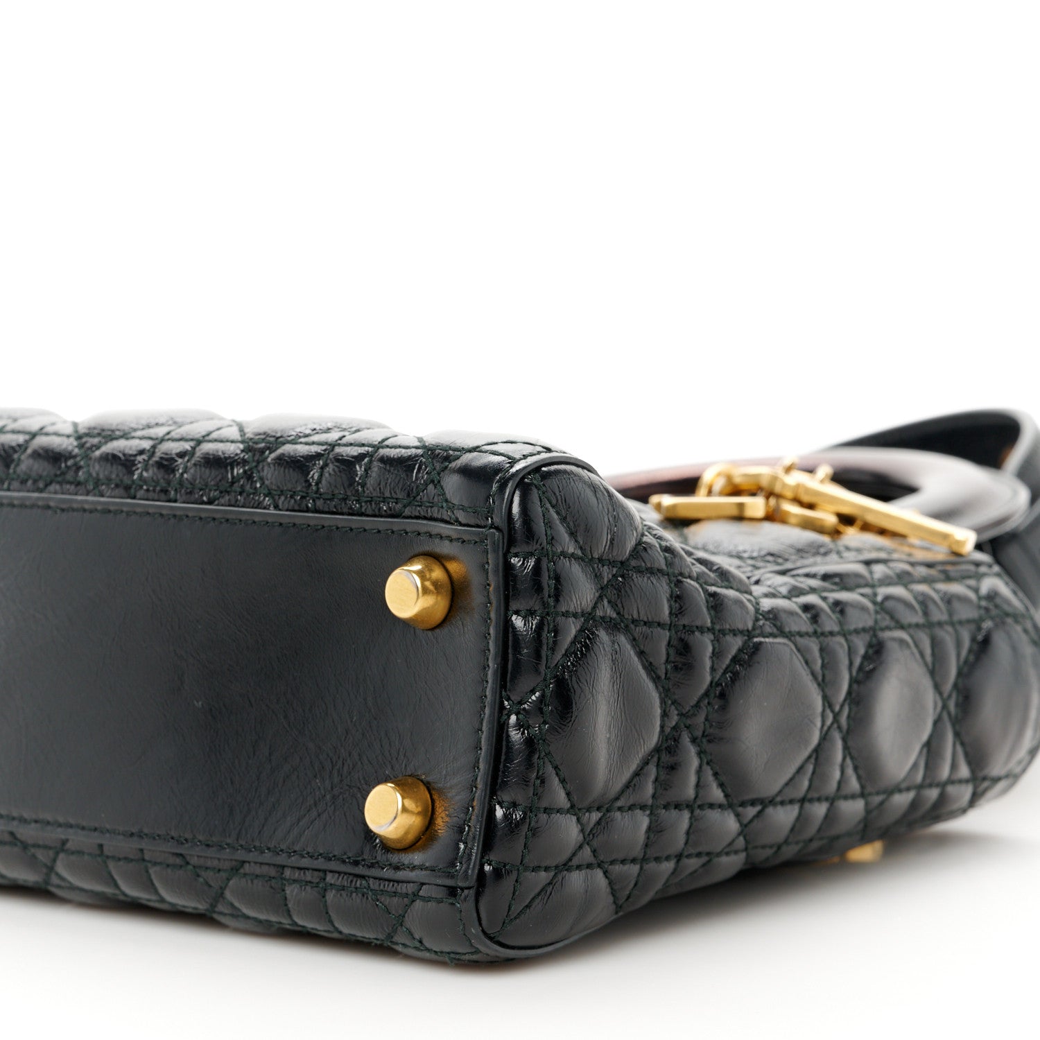 Christian Dior Crinkled Patent Cannage Small Lucky Badges My Lady Dior Black 10 of 12