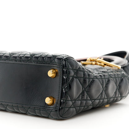 Christian Dior Crinkled Patent Cannage Small Lucky Badges My Lady Dior Black 10 of 12