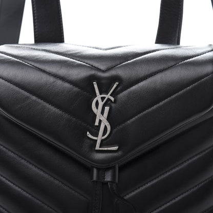 Saint Laurent Calfskin Y Quilted Monogram Small Loulou Backpack Black 9 of 10