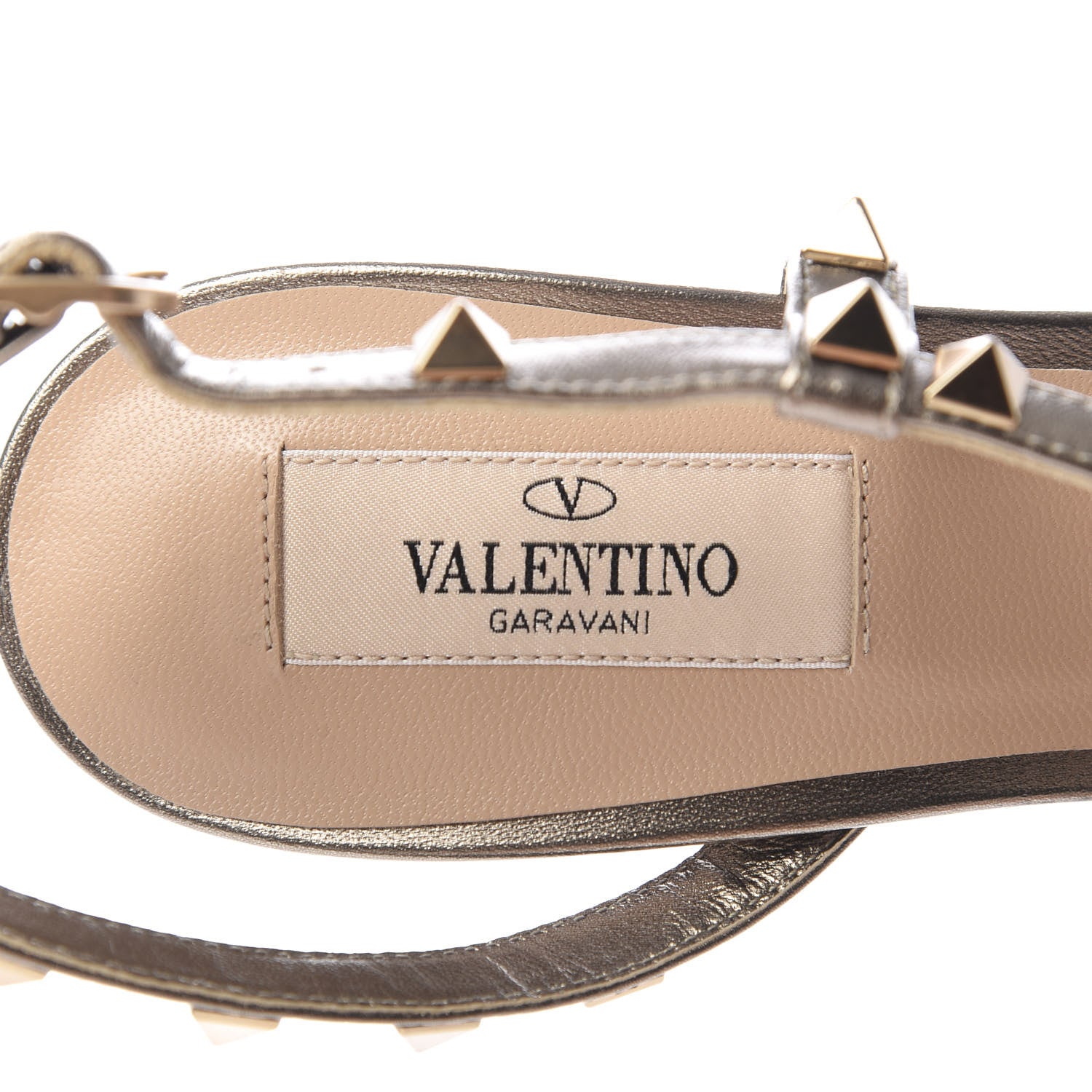 Valentino Garavani Metallic Nappa Rockstud Slingback High Heel Sandals 38 Sasso 7 of 10