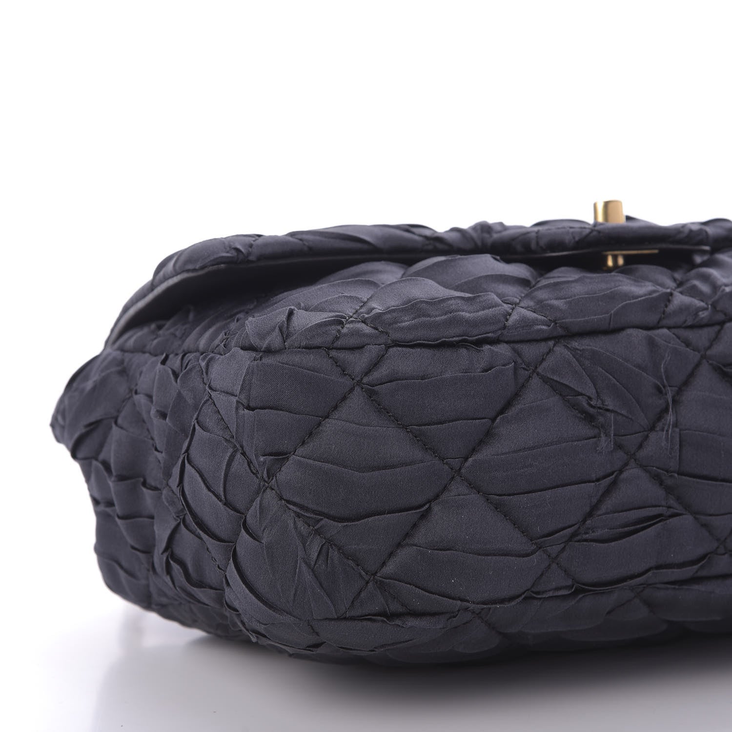 Chanel Satin Quilted Pleated Medium Single Flap Navy 6 of 10