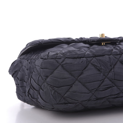 Chanel Satin Quilted Pleated Medium Single Flap Navy 6 of 10