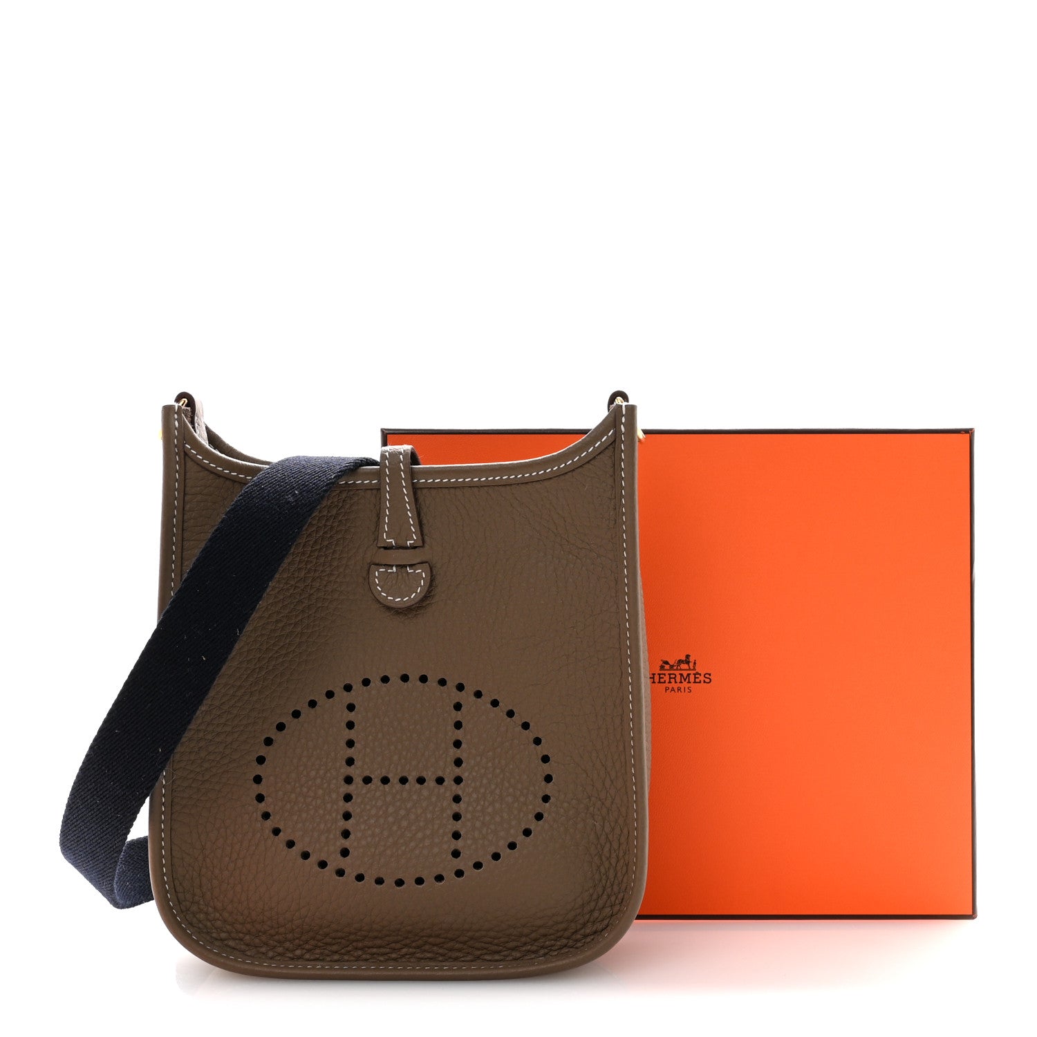 Hermes Taurillon Clemence Amazone Evelyne TPM Etoupe Bleu Indigo 12 of 12