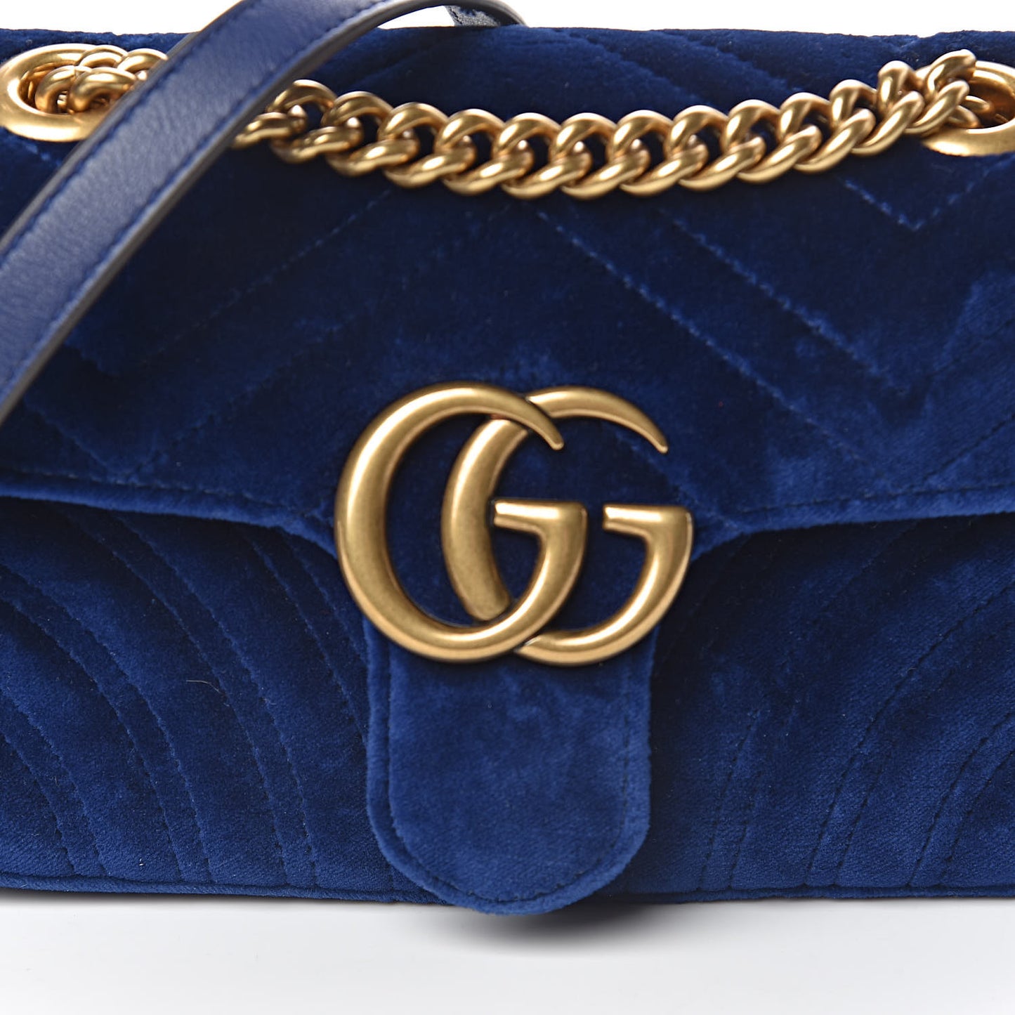 Velvet Matelasse Mini GG Marmont Shoulder Bag Cobalt Blue