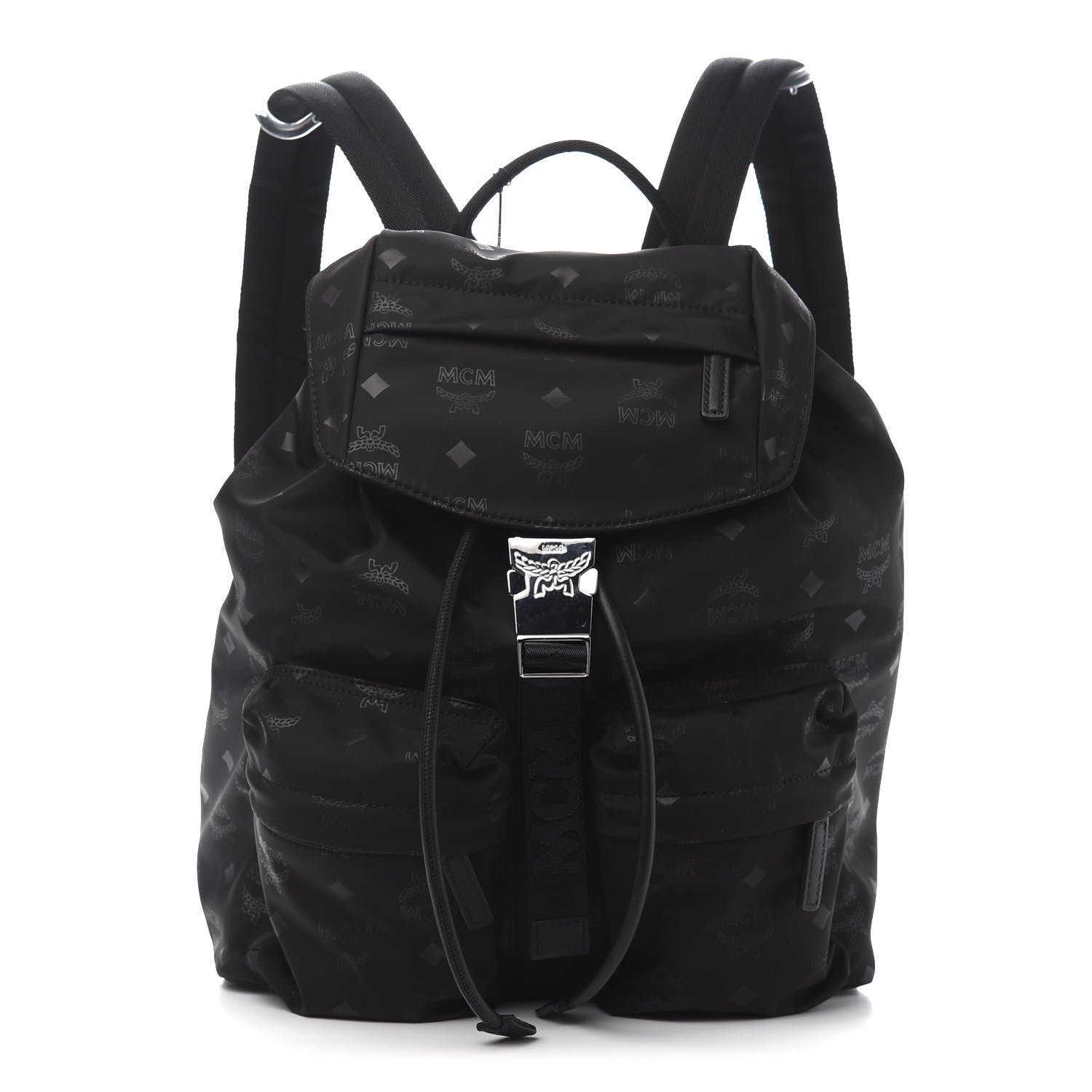 MCM Nylon Monogram Small Tivitat Two-Pocket Backpack Black 1 of 10