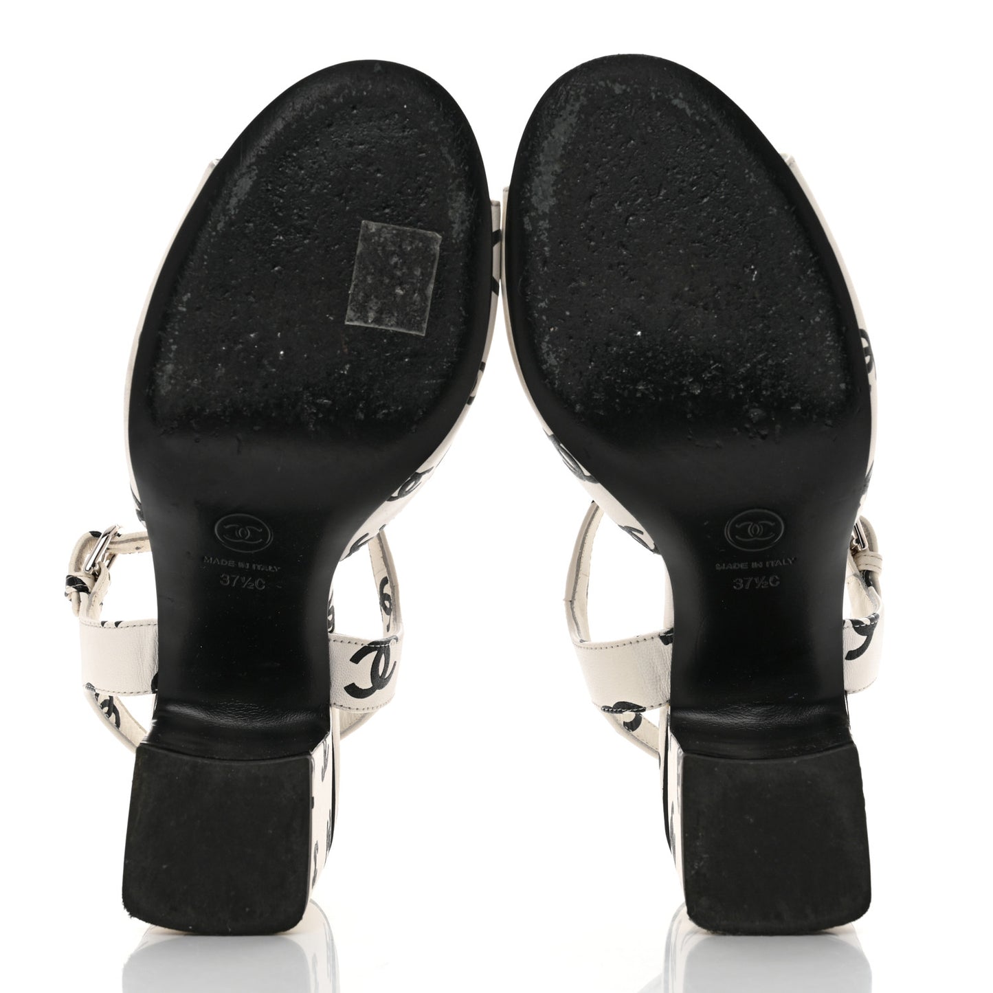Lambskin Printed Coco Beach Sandals 40 White Black