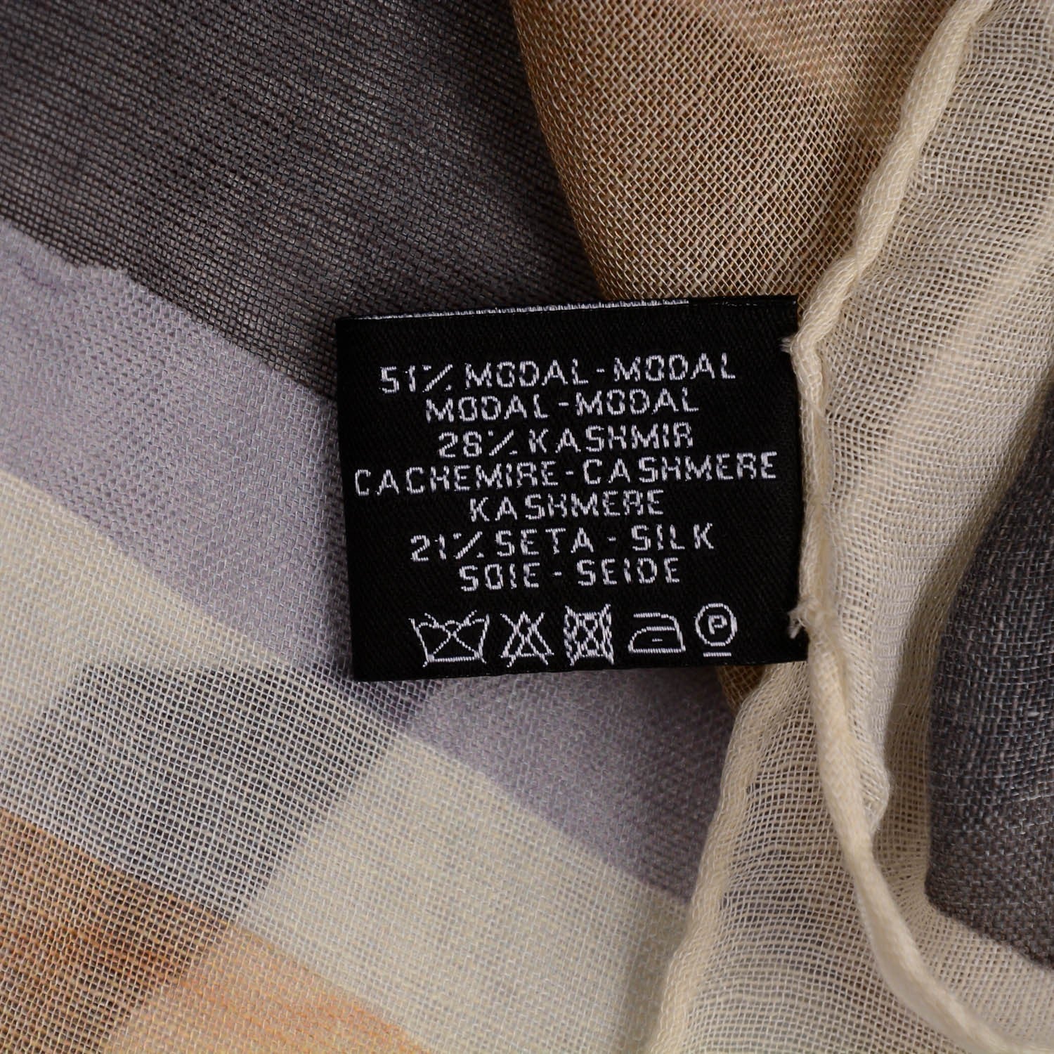 Chanel Modal Cashmere Silk Scarf Black White Brown 5 of 5