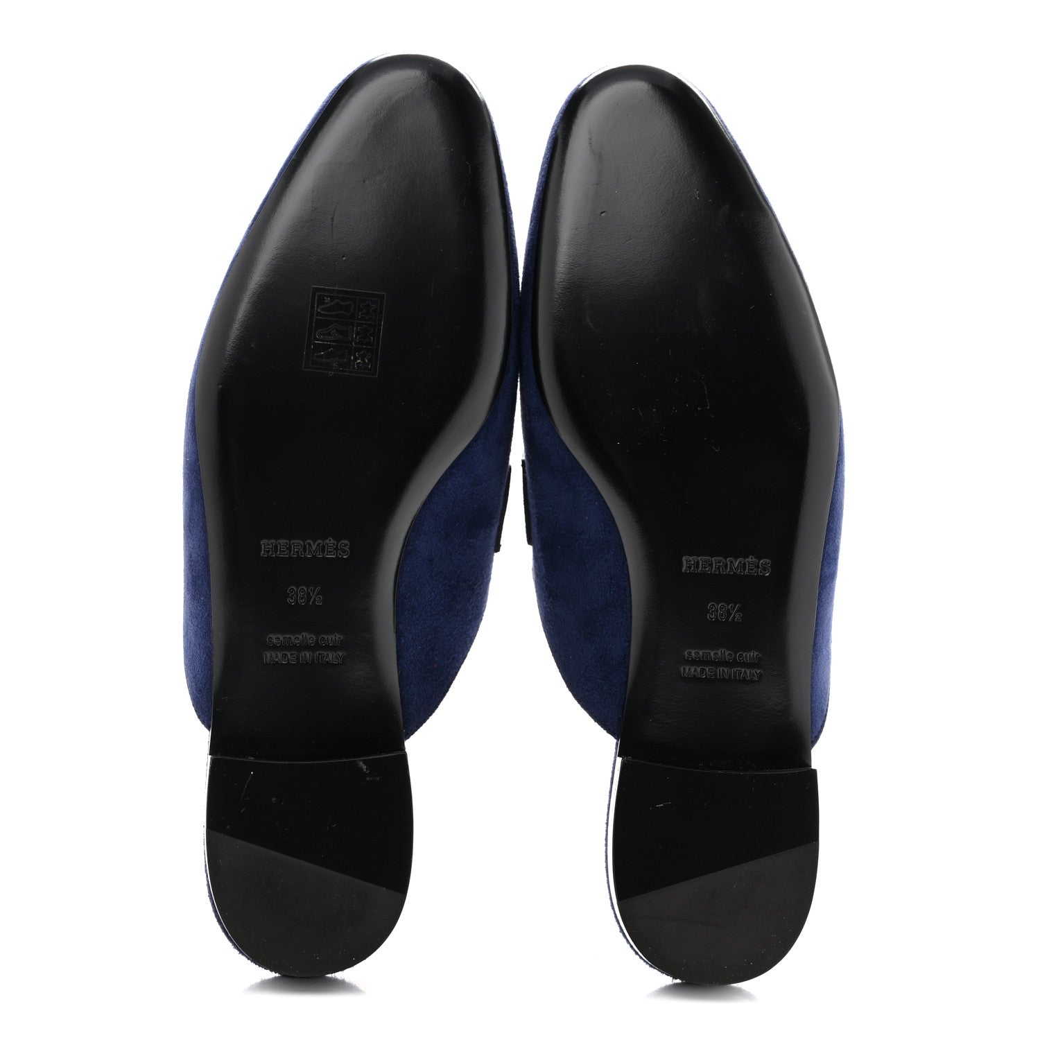 Hermes Suede Goatskin Trocadero Mule 38.5 Bleu Diplomatique 6 of 11