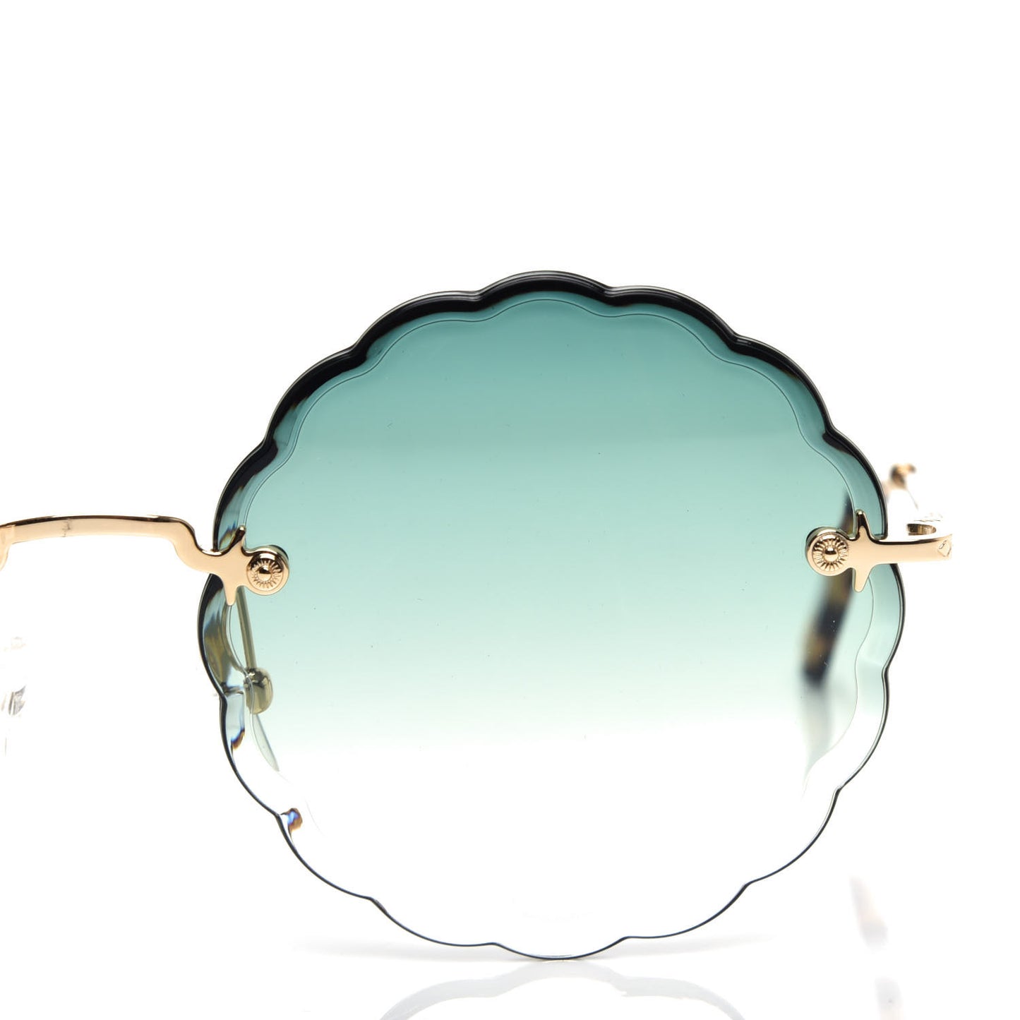 Rosie Bevelled Round Sunglasses CE142S Gold Gradient Green