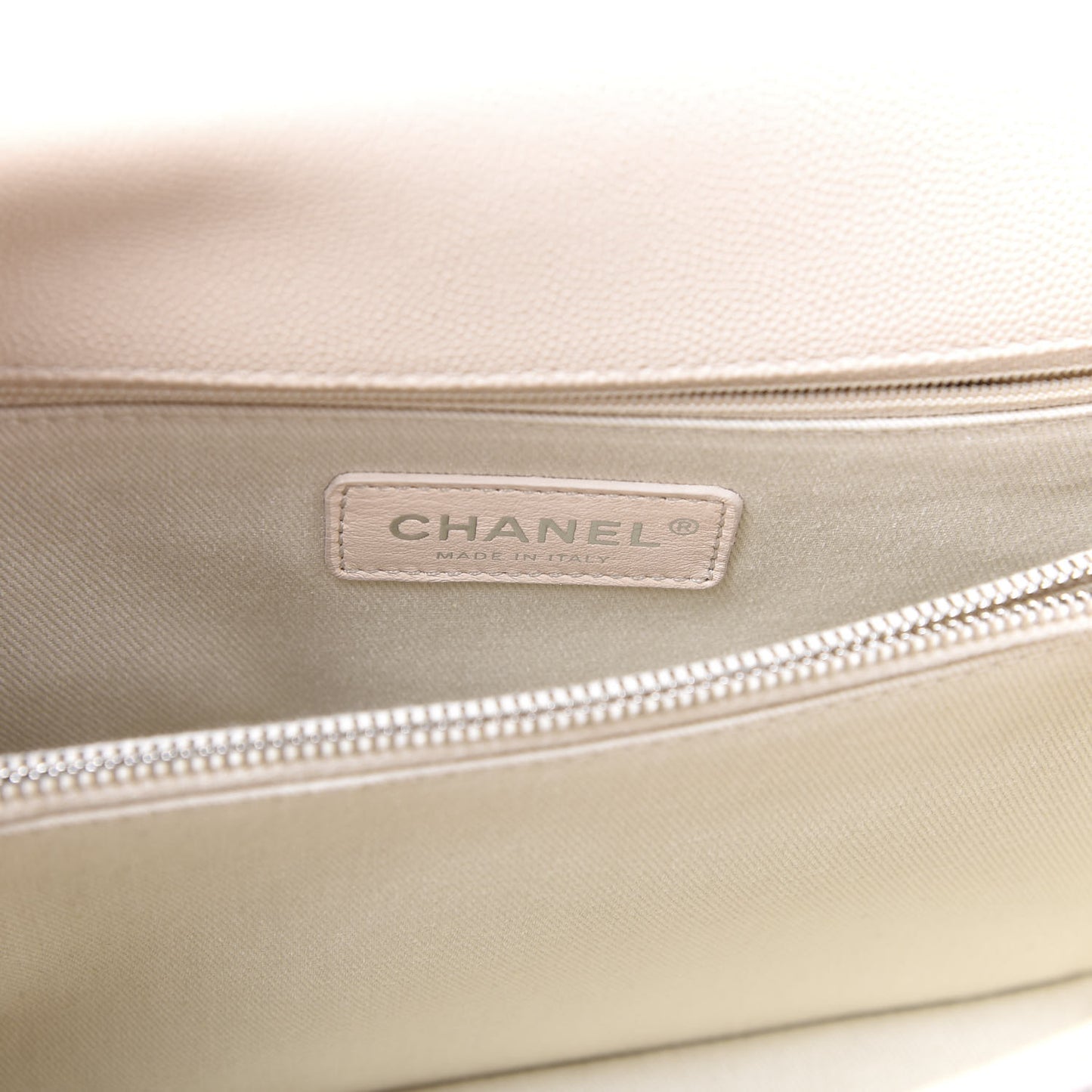 Caviar Chevron Quilted Small Coco Handle Flap Light Beige