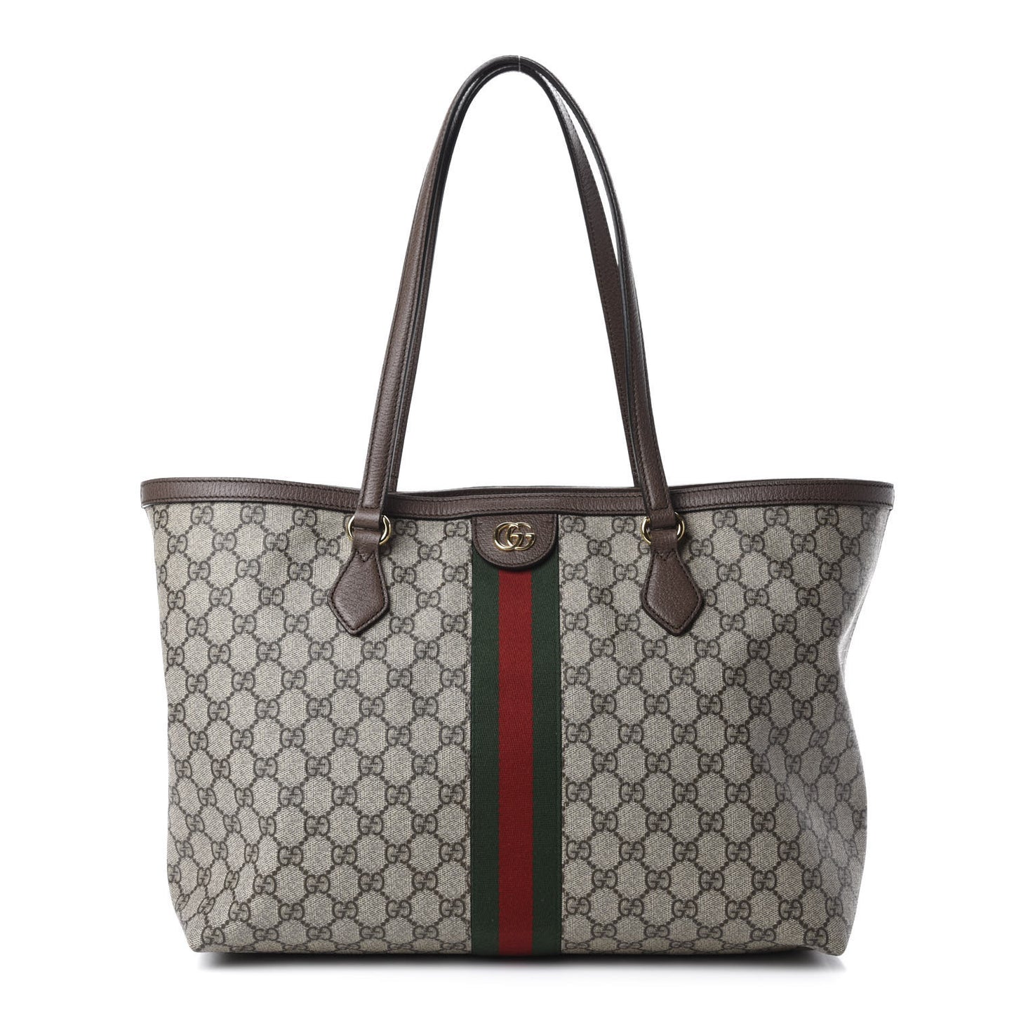 GG Supreme Monogram Medium Ophidia Shopping Tote Brown