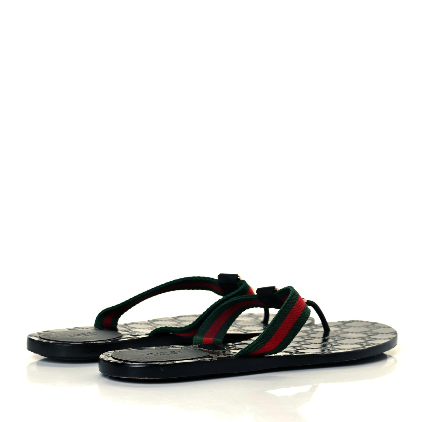 Nylon Guccissima Web Womens Thong Sandals 41 Green Red Black