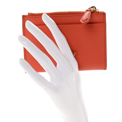 Prada Saffiano Triangle Card Holder Arancio 2 of 6