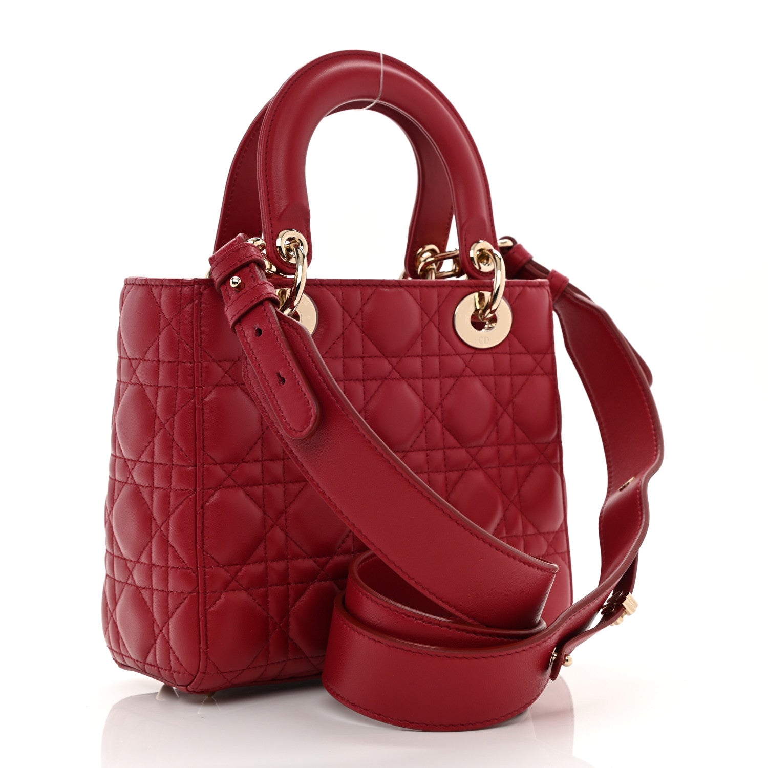 Christian Dior Lambskin Cannage Small My Lady Dior Red 2 of 9