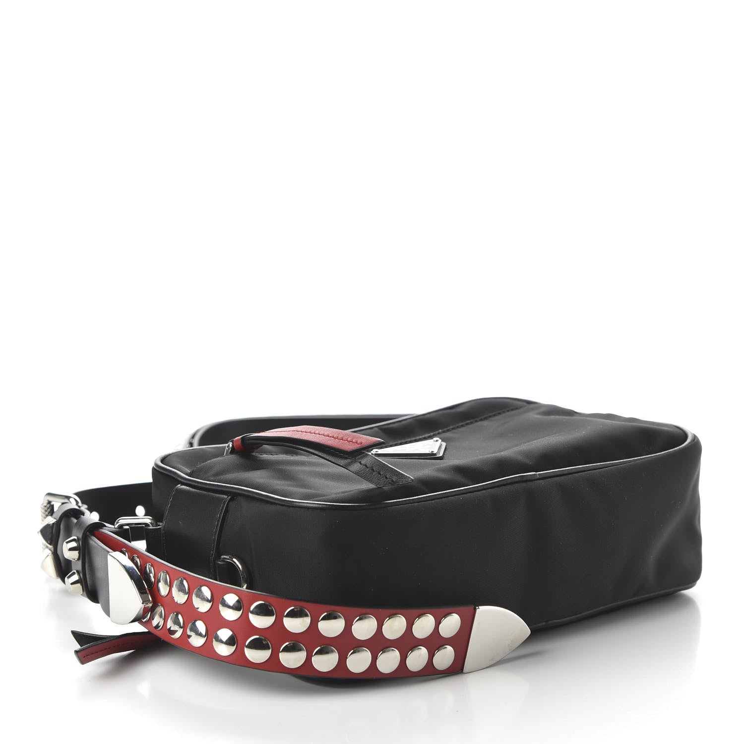 Prada Tessuto Nylon Studded New Vela Shoulder Bag Black Fuoco 4 of 10