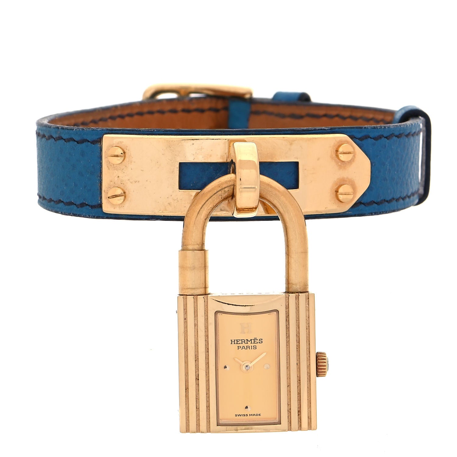 Hermes Stainless Steel Courchevel 20mm Kelly Cadena Quartz Watch Bleu France 1 of 4