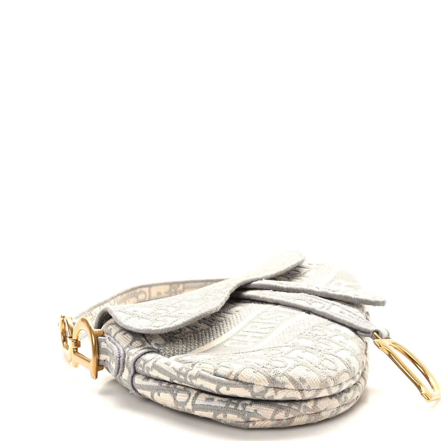 Christian Dior Oblique Embroidered Saddle Bag Gray 4 of 10