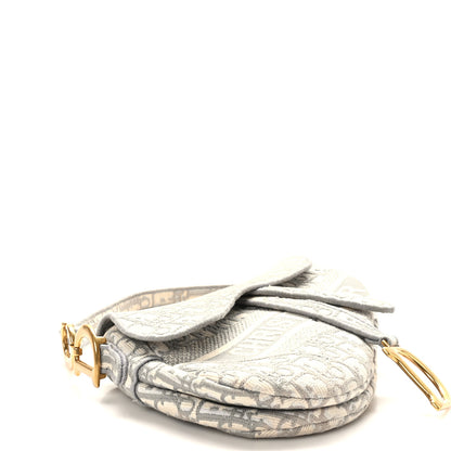Christian Dior Oblique Embroidered Saddle Bag Gray 4 of 10
