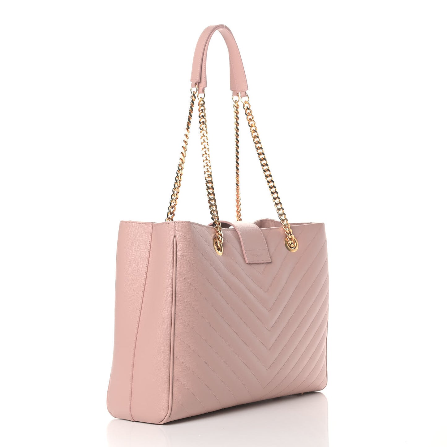 Grain De Poudre Matelasse Chevron Large Monogram Shopping Bag Pale Pink