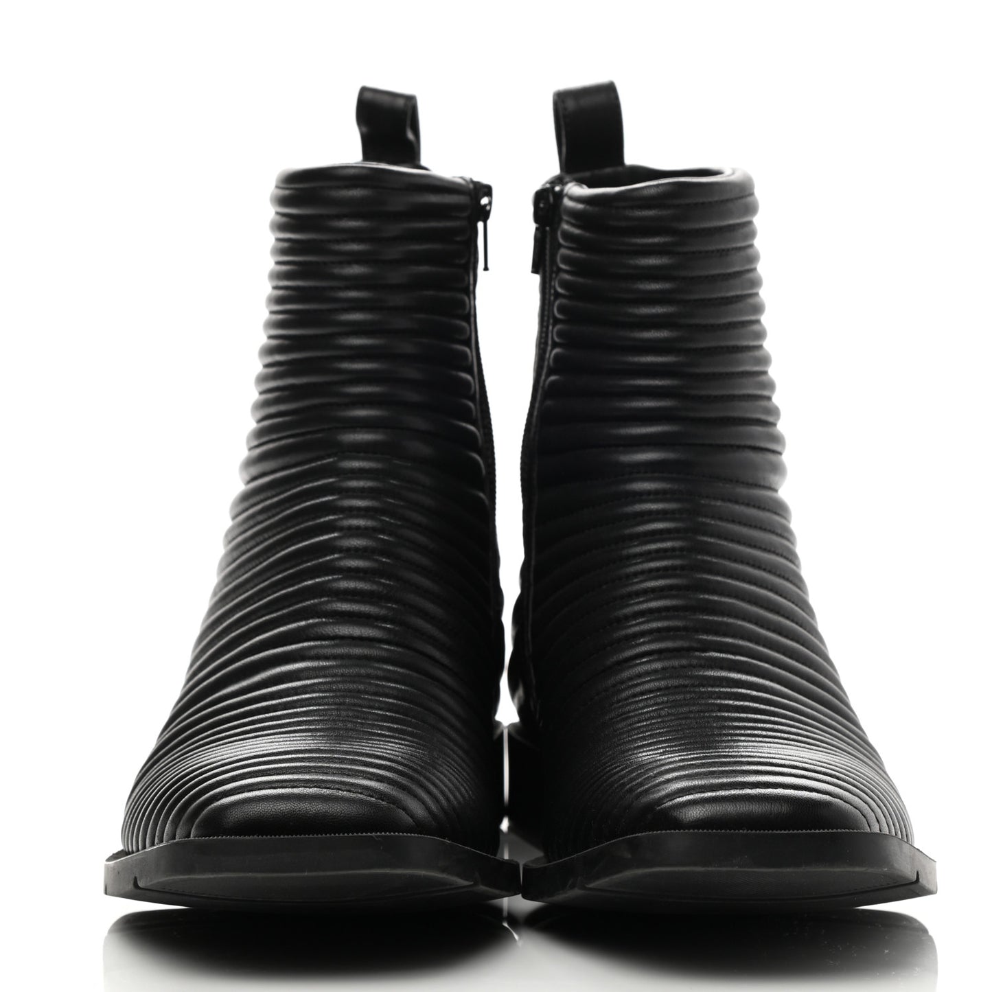 Calfskin Padded Quilted Ankle Boots 41 Black