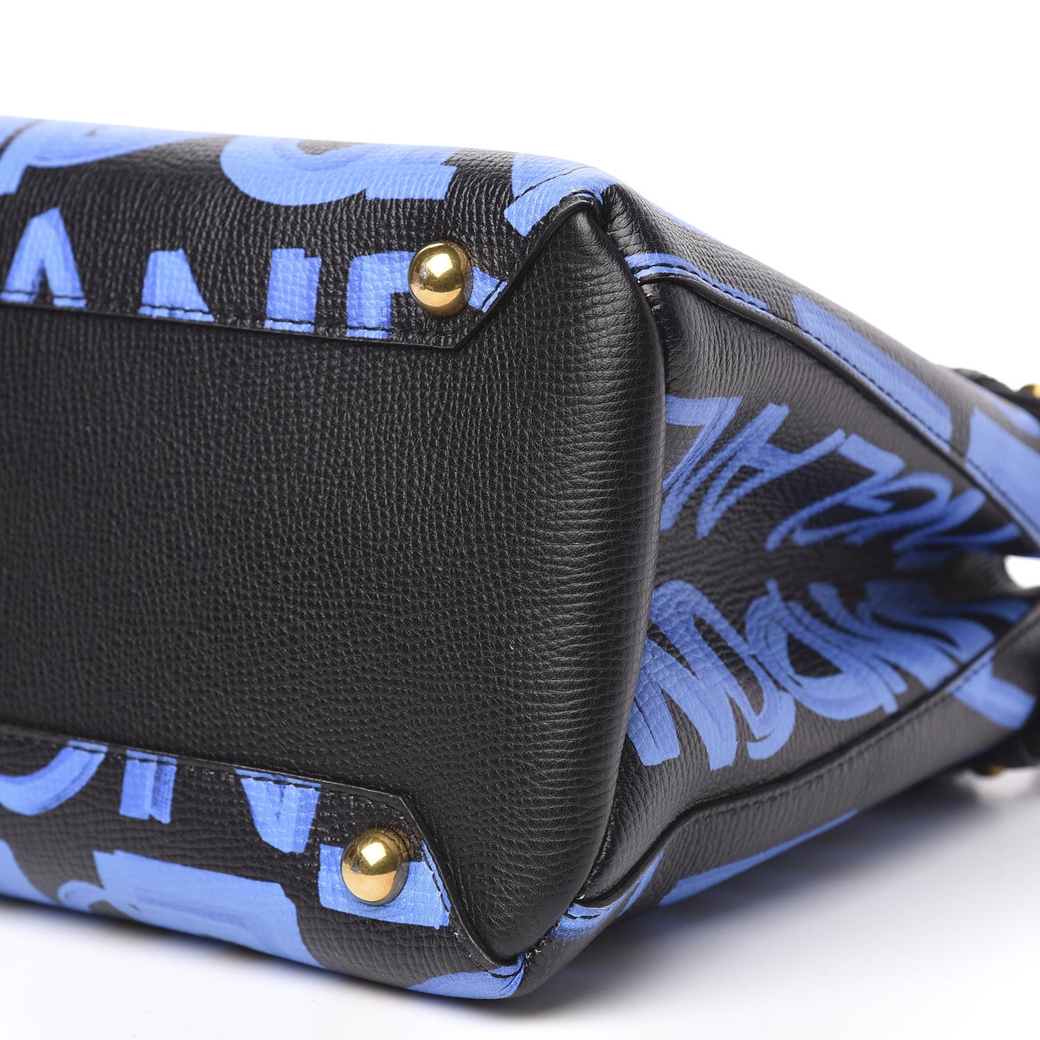 Burberry Grainy Calfskin Graffiti Print Medium Banner Tote Black 10 of 10
