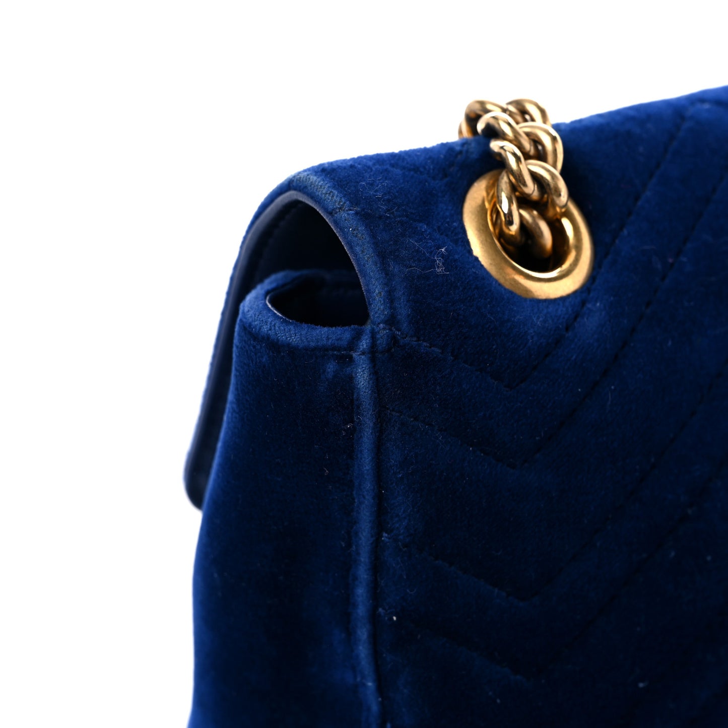 Velvet Matelasse Medium GG Marmont Shoulder Bag Cobalt Blue