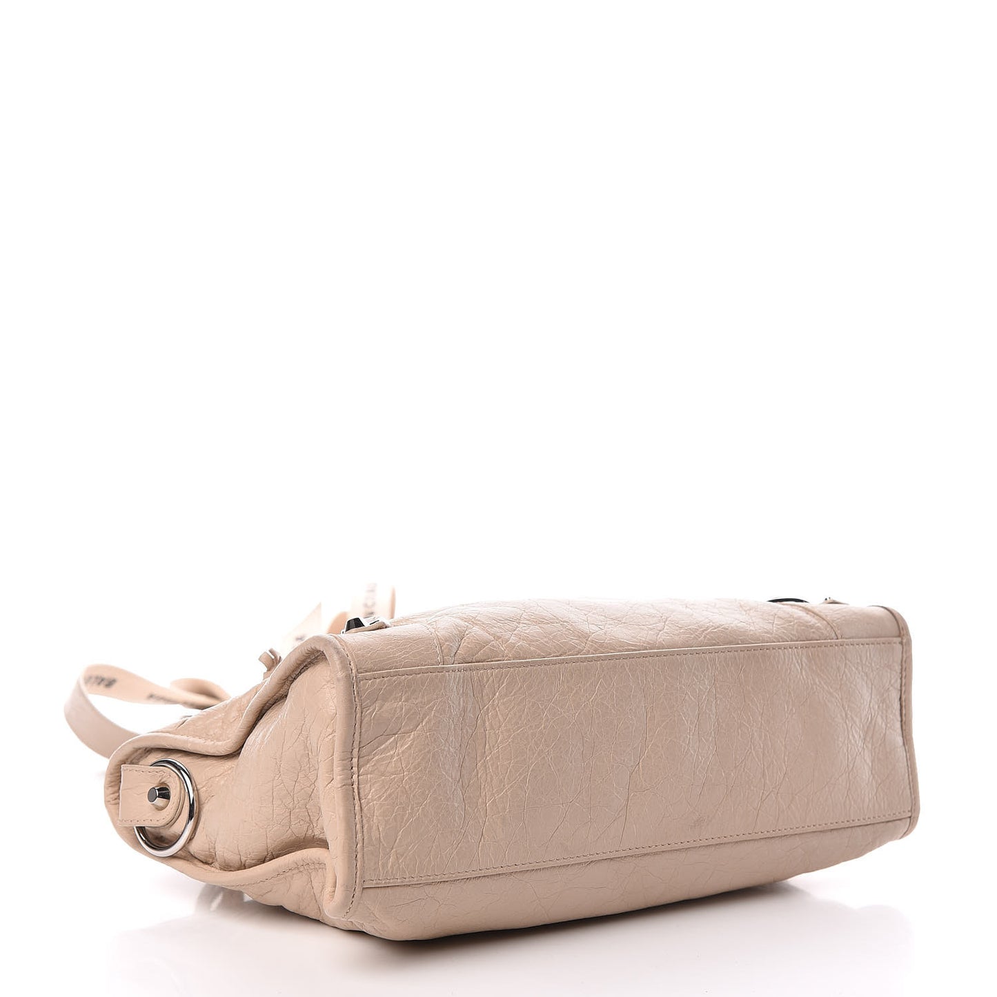 Agneau Classic Silver Hardware S City Logo Strap Light Beige Black