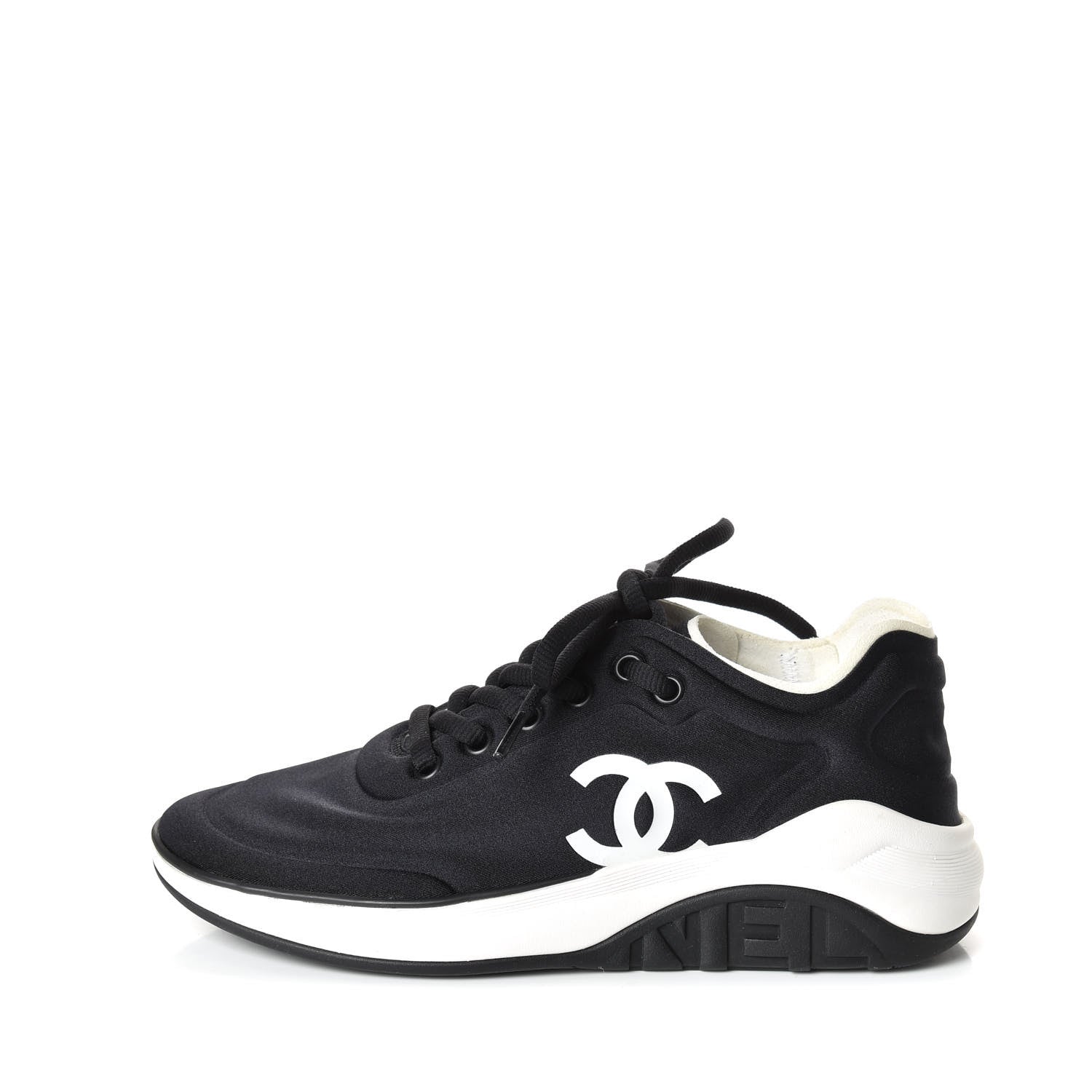 Chanel Lycra Womens CC Sneakers 36 Black 1 of 10