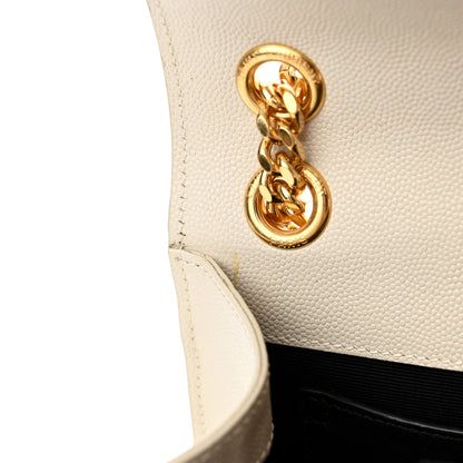 Saint Laurent Grain De Poudre Textured Mixed Matelasse Medium Triquilt Monogram Satchel Crema Soft 11 of 12