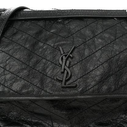 Saint Laurent Crinkled Calfskin Matelasse Monogram Large Niki Chain Satchel Black 8 of 11