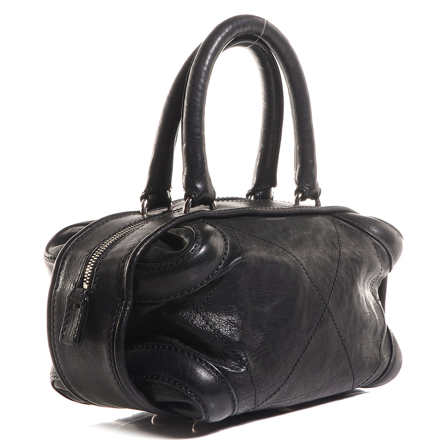 Calfskin Round Bowling Bag Black