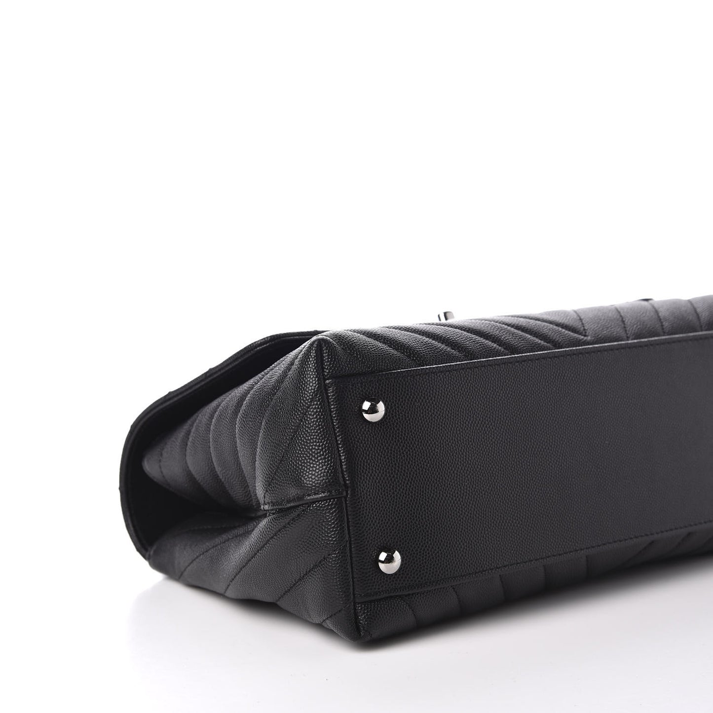 Caviar Chevron Quilted Small Coco Handle Flap Black