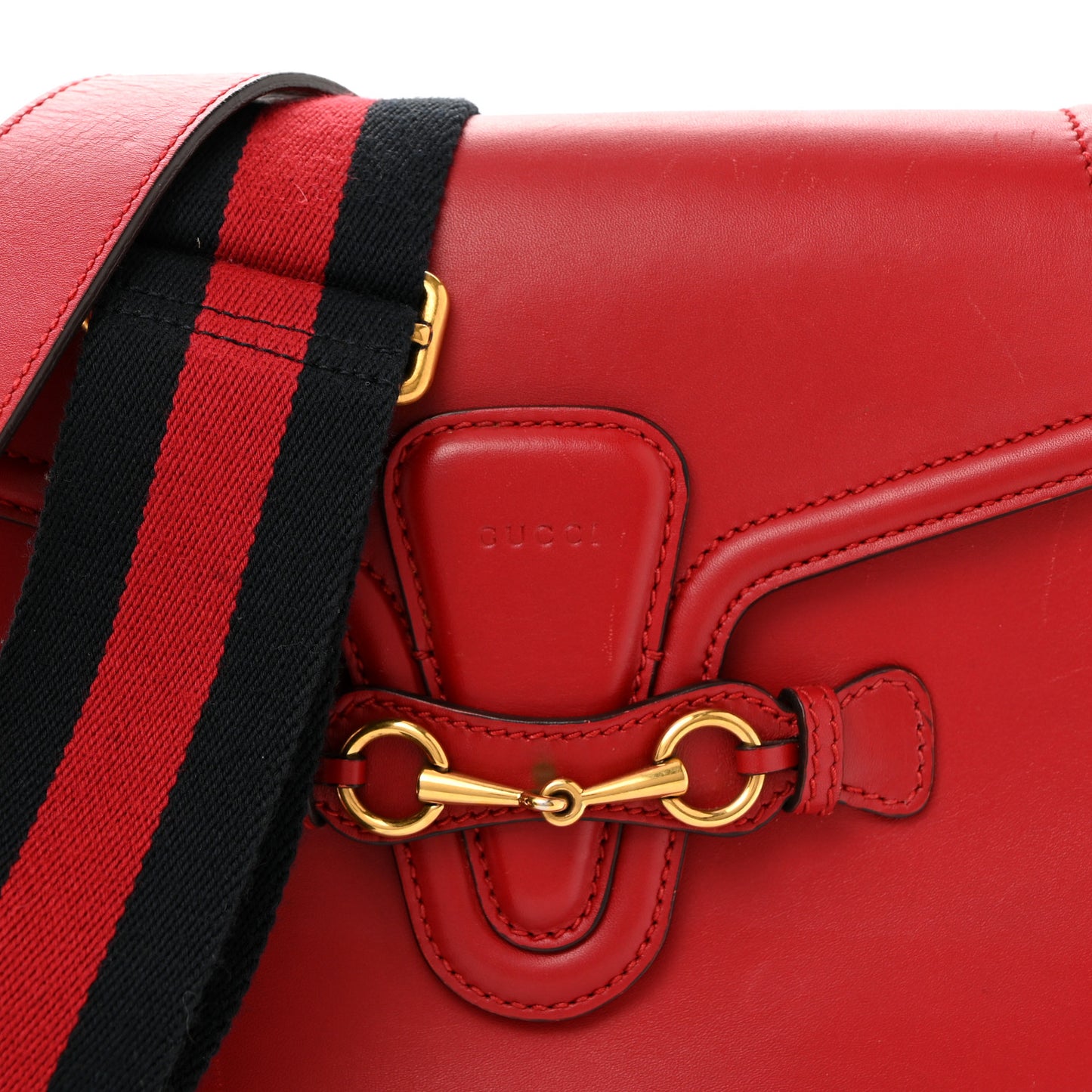 Ruinart Calfskin Medium Lady Web Shoulder Bag Hibiscus Red