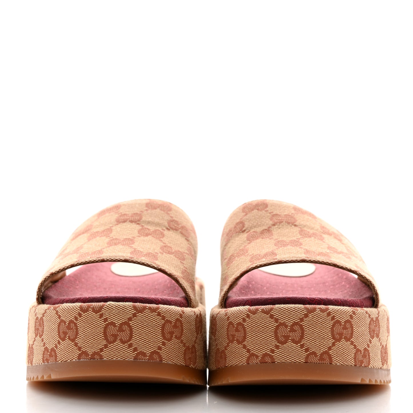 Canvas GG Monogram Angelina Platform Slide Sandals 36.5 Beige Ruggine