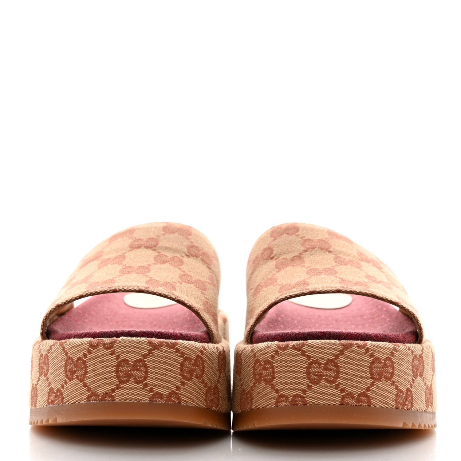 Gucci Canvas GG Monogram Angelina Platform Slide Sandals 36.5 Beige Ruggine 2 of 8