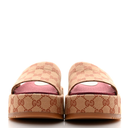 Gucci Canvas GG Monogram Angelina Platform Slide Sandals 36.5 Beige Ruggine 2 of 8