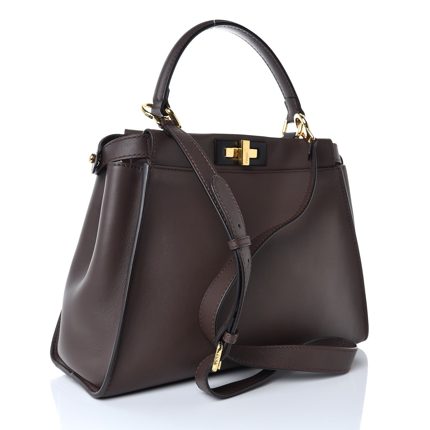 Fendi Vitello Seta Shiny Nappa Medium Peekaboo Iconic Satchel Moresco Rosa Doll 3 of 8