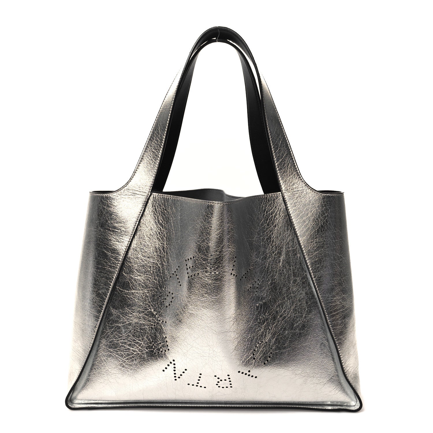 Stella McCartney Metallic Eco Alter Nappa East West Perforated Tote Silver 1 of 12