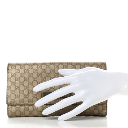 Gucci Metallic Microguccissima Bow Continental Wallet Golden Beige 2 of 14